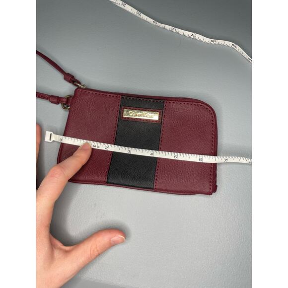 Calvin Klein Small Red Black Wristlet Wallet Strap Vegan Leather Y2K Clutch - Picture 10 of 11